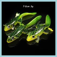 BAITS LUres Sports de p￪che ￠ l'ext￩rieur 20pcs / lot 3D Eyes 7,5 cm 3G Elliot Frog Sile Lure Pesca Soft Pesca Tackle A DHD