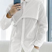 패션 남자 셔츠 라펠 라펠 긴 소매 견고한 컬러 스트리트웨어 한국 캐주얼 불규칙 셔츠 남성 레저 카미사 S-5XL incerun 220810