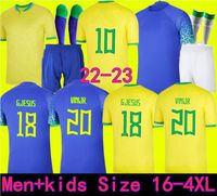 Neueste 2022 Fußball -Trikot Camiseta de Futbol Paqueta Brazils Neres Coutinho Fußballhemd Jesus Marcelo Pele Casemiro Brasil 22 23 BALLOTS FOODLER FOOMMER UND KINDER