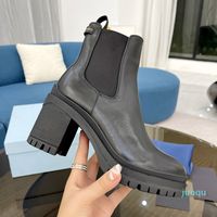2022-Newest Boots Boots Designer Triangle Buckle Decoration Lace Up Womens Shoes Top Cowskin COWSKIN