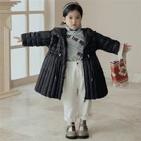 여자 화이트 오리 다운 재킷 가을 가을 겨울 허리 후드가있는 아이들의 겉옷 달콤한 바람 치마 어린이 2 7y gx220818