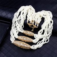 Sunspicems Mehrschichtige Perlenkette Romantische Halskette Simuliertes Perlen Afrikaner Hochzeit Schmuck Braut Geschenk 220818