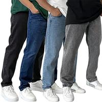 Erkekler için Bol kot pantolonlar düz geniş pantolonlar yan cepli erkek kıyafetler siyah koşu pantolonlar erkek hip hop adam 220818