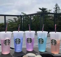 Starbucks 24 oz/710 ml de tazas de plástico Cambiar confeti Tumbler Goddess Regalo Tapa reutilizable Beber de fondo plano Pequeño Bardiano Cambio de flash Dhl Dhl