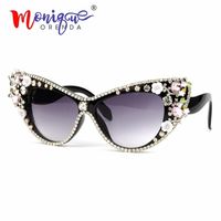 Übergroße Sonnenbrille Frauen Luxusmarken Brillen Schmuck Dekoration Katze Augen Vintage Shades Eyewear 220818