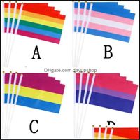 Bandeira bandeira gay com bandeira de plástico bandeira de orgulho transgênero tamanho 14x21cm Drop entrega 2021 Home Garden Festive Party Supp DayUpShop DHVKQ