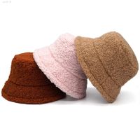 Lamb Faux Fur Bucket Hat Winter Warm Velvet Hats for Women L...