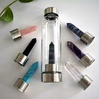 Natural Quartz Gemstone Glass Water Bottle Direct Drinking C...
