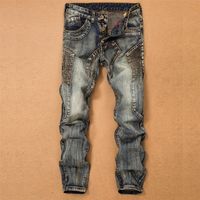 Pantalon de jeans pour hommes épissant le jean denim pantalon biker de haute qualité concepteur décontracté droit beaucoup de multipocke confortable 220818