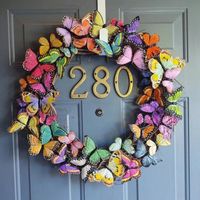 Flores decorativas grinaldas da primavera grinaldas coloridas de borboletas redondas guirlanda pendurada para as janelas da porta da frente decordandecorat