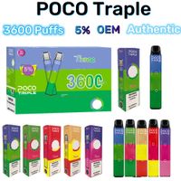 Authentic Poco Traple 3600 Bar Puffs Dernivable E Cigarette Pod 9ml Vape Pen 1000mAh Batterie rechargeable 5% Vapeur OEM Vapeur de dispositif disponible Fabricants