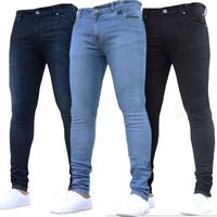 Pantalons pour hommes High Waist Zipper Stretch Jeans Casual Slim Fit pantalon masculin plus taille crayon denim Skinny pour les hommes W220818