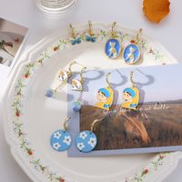 Dangle Chandelier Fashion Blue Drop Penrings para mujeres Geometría Geometría Car Butterfly Pending Parring Fan Girl's Jewelrydangle