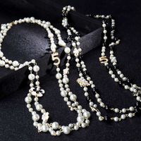 Women Long Chains Layered Pearl Beaded Necklace Collares de ...