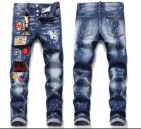 Bouton d'automne d'été de qualité de qualité supérieure pantalon mince de mode lavé pantalon de jean mm01hf59jeans