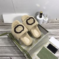 Tasarımcı Kadın Kürk Terlik Karıştırıcı G Sıcak Slayt Kış Kış Kapalı Otel Sandalet Yumuşak Konforlu Çift Mektup Terlik Bej Slaytlar Düz Alt Loafers