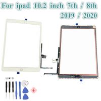 1PCS Digitalizador de tela de toque Painel de vidro externo com botão home Flex Bracket Bracket Ferramentas adesivas para iPad 7 8 th 10 2 polegadas preto 3466