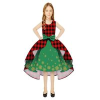 Детские платье для бала для девочек одеваются специальные случаи, проверьте юбку детскую одежду рождественская зеленая красная 254 м