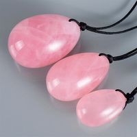 3 PCs Rose quartzo perfurado yoni ovos de massagem Cristal Varas de jade para mulheres Kegel Exercício Músculos vaginais Massageador de saúde227K
