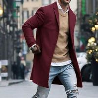 Trench Coats Men's Automne Winter Mens Veste pardessus masculin Solide Slim Long Cotton Coat Streetwearm's
