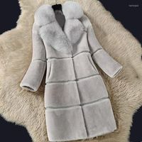 Cappotti di alta qualità invernali in pelliccia da donna caldi con ufficio femminile magro elegante elegante cardigan lungo