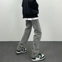 Carta de jeans masculino bordado bordado cinza slim calça de hip hop y2k moda streetwear marca casualmen's