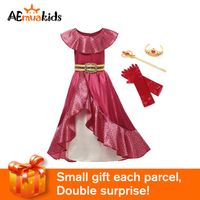 Girl Classic Princess Elena Red Cosplay Costume Kids of Avalor Elena Dress Children Slyveless Party Halloween Ball Outfits 2221r