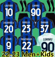 2022 2023 Lukaku Inters Jerseys de futebol Correa Dzeko Barella LaUtaro Skriniar de Vrij 22 23 23 uniformes de camisa de futebol kit de crianças kits