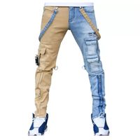 Erkek kot pantolon düz tulumlar erkek büyük boy hip-hop sarı mavi kot pantolon moda erkek rahat jean