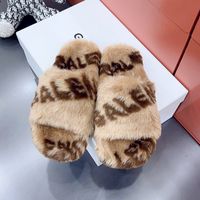 Luxusdesigner warmes Fell Frauen Pantoffeln Mode Süßigkeiten Farbwolle Herbst Winter Slids