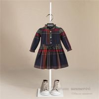 Designer bambini abiti a quadri ragazze ragazze rotanti manica a bagliore reticolare abito principessa primavera autunno autunno sto.