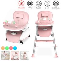 2 arada ayarlanabilir tepsi katlanabilir taşınabilir çocuklar bebek yüksek sandalye taşınabilir çok fonksiyonlu yeme sandalyesi koltuk tekerlekleri ile 6-36 ay l2577