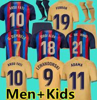 Memphis Pedri Raphinha piłka nożna Ferran 22 23 Ansu Fati 2022 2023 Gavi F. de Jong Barcelona Dest Kit Men Men Sets Munds Lewandowski Camisetas de Football Football