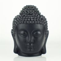 Whole-Ceramic Oil Wurner Buddha Head STATION NEGRO Y WHITETEMPLE HOME263R
