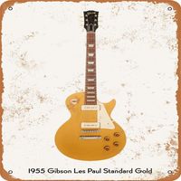 금속 사인 - 빈티지 기타 벽 예술 -1955 Gibson Les Paul Standard Gold281U
