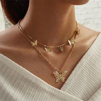 Choker Chokers Vintage Multilayer Alloy Butterfly Necklace W...