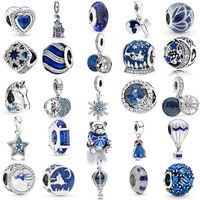 Metales de aleaci￳n cuentas sueltas Charmas azules para pandora joya de bricolaje pulseras europeas brazaletes mujeres regalos de ni￱as b032