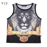 Magic Design New Made for Men Tampo Tampo Golden Chain Crown Lion 3D Vest Grid Breathable Tanques ativos absorventes V12 M-xxl296p