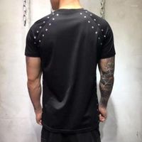 Camisetas para hombres Rivet casual Slim Manga corta Hombres callejeros redonda de cuello negro cómodos hip hop algodón S-3xl
