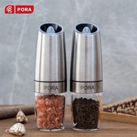 Electric Salt and Pepper Grinder Set - Rose Gold & Stainless Steel One Hand  Operated Adjustable Coarseness Mill(2pcs)