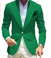 Green Groom Tuxedos Men Wedding Dress Peak Lapel Men Blazer ...