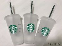 Кружки Starbucks 24 унции/710 мл пластикового тумблера многоразовый черный питье с плоским дном чашки формы колонны крышка солома 5 шт. Более 30 шт.