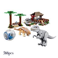 Blocs MOC 566PCS Jurassic Set Model World Indominus Rex Vs Ankylosaurus Bâtiment Briques Figures de dinosaure Cadeau pour enfants 220827