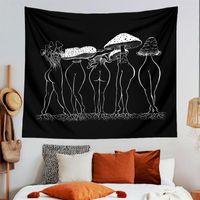 Arazzi Donna di funghi Arazzo in bianco e nero Camera da letto appesa camera da letto Astetico Dormo moquette Boho decorazione per la casa poster