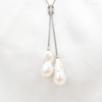 Cadenas lii ji doble barroque perla 925 collar de plata esterlina 44 cm