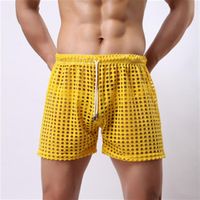 Entiers de nouveauté des hommes shorts gros maille lâche occasionnel sexy vêtements de sexe masculin gay homme somnifères voir à travers une hauteur boxer shorts S40244i