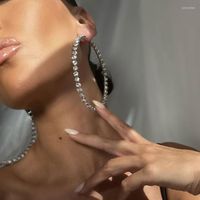 Hoop -Ohrringe XSBODY 9 cm großer Kristall für Frauen Luxus großer Kreis übertriebener Mode Boho Piercing Round Ohrring Schmuck 2022