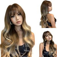 Synthetic Wigs Gradient Blonde Big Wave Long Curly Wig Women...