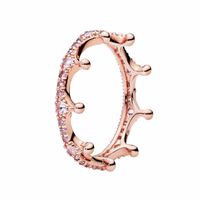 Pink Sparkling Crown Ring Womens Rose gold Wedding Party Jew...