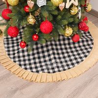 120cm 크리스마스 트리 스커트 주름 빨간 검은 격자 무늬 천 나무 치마 Xmas 홈 플로어 장식 새해 파티 용품 BH7476 TYJ